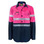 Kids Two Tone Cotton Drill Shirt With CSR Reflective Tape