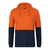 Mens Hi Vis Long Sleeve Cotton Tee with Hood