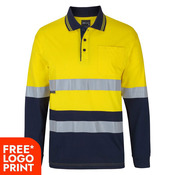 Mens Hi Vis (D+N) Long Sleeve Cotton Polo