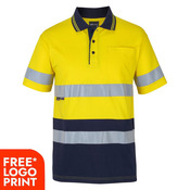 Mens Hi Vis (D+N) Short Sleeve Cotton Polo