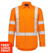 Mens Orange Flame Lightweight Ripstop X Back Taped Shirt
