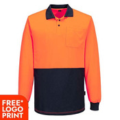 Hi Vis Contrast Class D Polo Shirt Long Sleeve