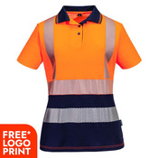 Womens Hi Vis Cotton Comfort Contrast Short Sleeves Polo Shirt
