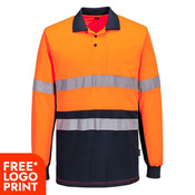 Hi Vis Class D/N Contrast Long Sleeve Polo Shirt