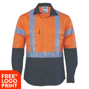 Mens HiVis D/N 2 Tone Drill Shirt with H Pattern Generic R/ Tape