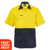 Mens Two Tone Hi Vis Short Sleeves Shirt With Stud