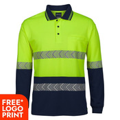 Mens Hi Vis Long Sleeve Segmented Tape Polo