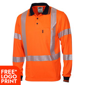HiVis Segmented Tape X Back Polo - Long Sleeve