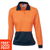 Womens HiVis Two Tone Polo Shirt - Long Sleeve