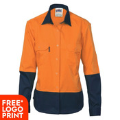 Womens HiVis 2 Tone Cool-Breeze Cotton Shirt - Long Sleeve