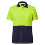 Mens Hi Vis Two Tone Short Sleeve Micromesh Polo With Pocket
