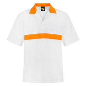 Unisex Food Industry Jac Shirt With Contrast Collar And Chestband - Short Sleeve