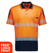 Mens Hi Vis Flux Segmented Tape Short Sleeve Polo