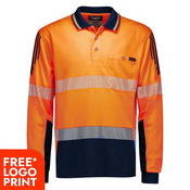 Mens Hi Vis Flux Segmented Tape Long Sleeve Polo