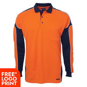 Mens Hi Vis Long Sleeves Arm Panel Polo