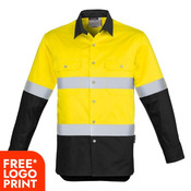 Mens Hi Vis Spliced Industrial Shirt - Hoop Taped