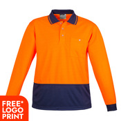 Unisex Hi Vis Basic Spliced Long Sleeve Polo