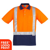 Mens Hi Vis Spliced Polo - Short Sleeve Shoulder Taped