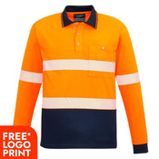 Unisex Hi Vis Segmented Long Sleeve Polo - Hoop Taped