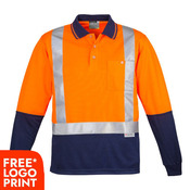 Mens Hi Vis Spliced Polo - Long Sleeve Shoulder Taped
