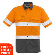Mens Rugged Cooling Taped Hi Vis Spliced Short Sleeves Shirt