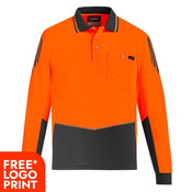 Mens Hi Vis Flux Long Sleeve Polo