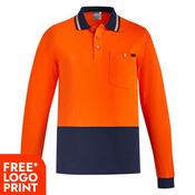 Mens Hi Vis Cotton Long Sleeve Polo