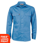 Cotton Drill Work Shirt With Gusset Sleeve - Long Sleeve