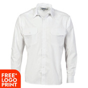 Epaulette Polyester/Cotton Work Shirt - Long Sleeve