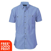 Cotton Chambray Shirt , Twin Pocket - Short Sleeve