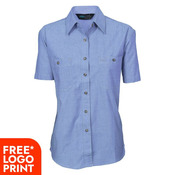 Womens Cotton Chambray Shirt - Short Sleeve