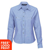 Womens Cotton Chambray Shirt - Long Sleeve