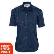 Womens Cotton Drill Work Shirt - Short Sleeve
