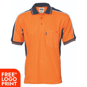 Mens Poly Cotton Contrast Panel Polo
