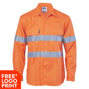 Mens HiVis Vertical Vented Cotton Shirt with Generic R/Tape