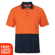 Mens HV Short Sleeve Cotton Pique Trad Polo
